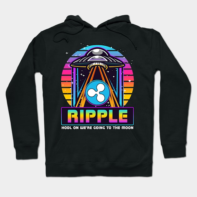 Ripple HODL On We are going to the Moon Funny Crypto Hoodie by TheBeardComic